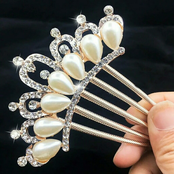 BRAND NEW FAUX PEARL & CRYSTAL COMB - Picture 1 of 3